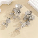 Aretes Largos Flores Colgantes Elegantes Para Mujer
