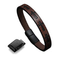 Manilla Pulsera Para Hombre Cuero Cruz Broche Magnético