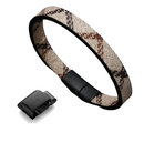 Manilla Pulsera Para Hombre Cuero Lineas Broche Magnético