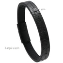 Manilla Pulsera Para Hombre Cuero Cruz Broche Magnético