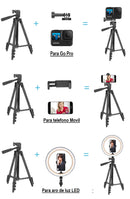 Trípode Profesional  Estuche + Adaptador Celular