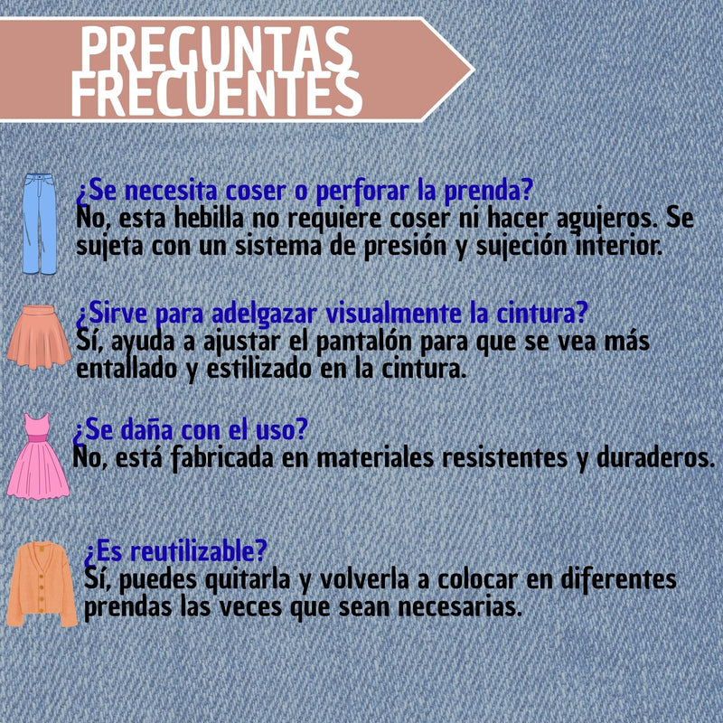 Hebilla Tensor Clip Retráctil Ajustable Cintura Jean Falda