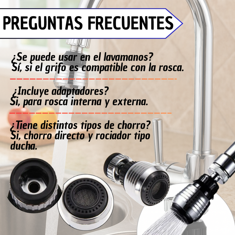 Grifo Giratorio 360 Ahorrador De Agua