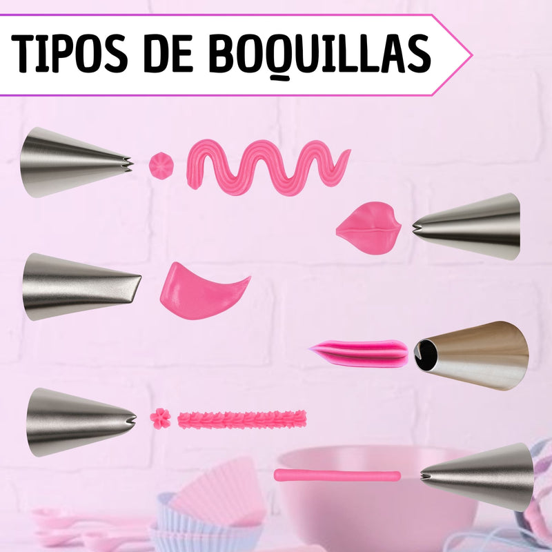 Manga Pastelera Pasteleria En Silicona 6 Boquillas + Acople