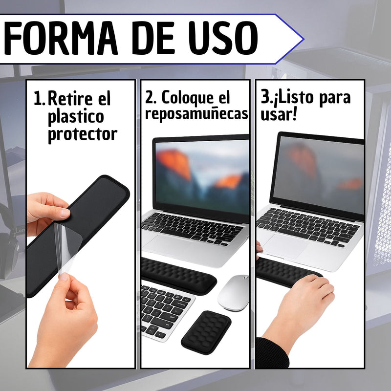 Reposa Muñecas Memory Foam Fulteclado Mouse Original Pro