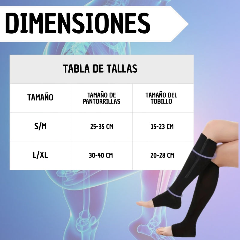 Medias De Compresión Vena Várice E Hinchazón Con Cremallera Beige S/M