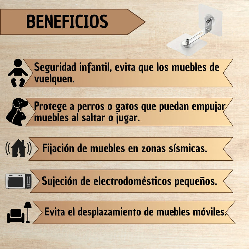 Anclajes Adhesivos De Pared Sin Taladro Armarios Mesas X2