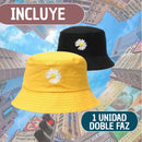 Sombrero Pescador Bordado Doble Faz Margarita Rosado/negro
