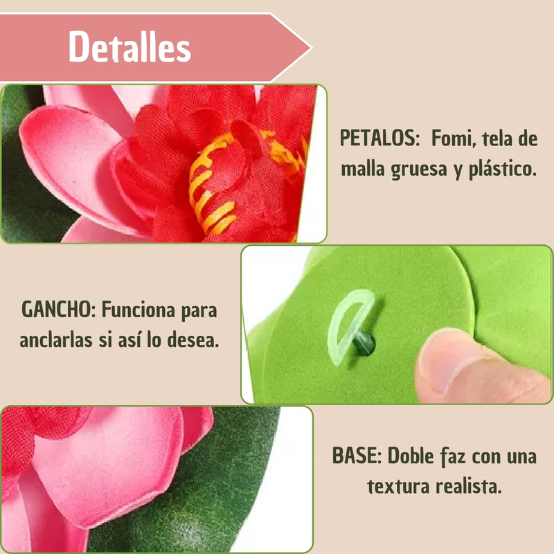 Flores De Loto Acuáticas Artificiales Para Jardín Jacuzzi X5