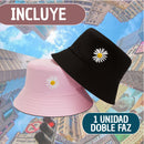Sombrero Pescador Bordado Doble Faz Margarita Rosado/negro