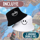 Sombrero Pescador Bordado Doble Faz Negro/blanco Smile