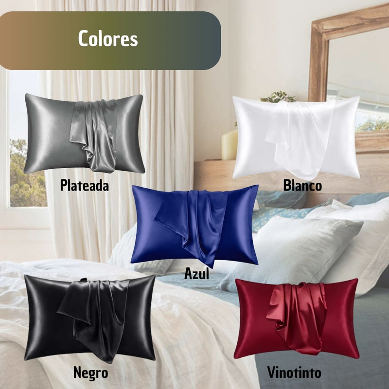 Sin Frizz Funda De Almohada En Satín Fino Azul