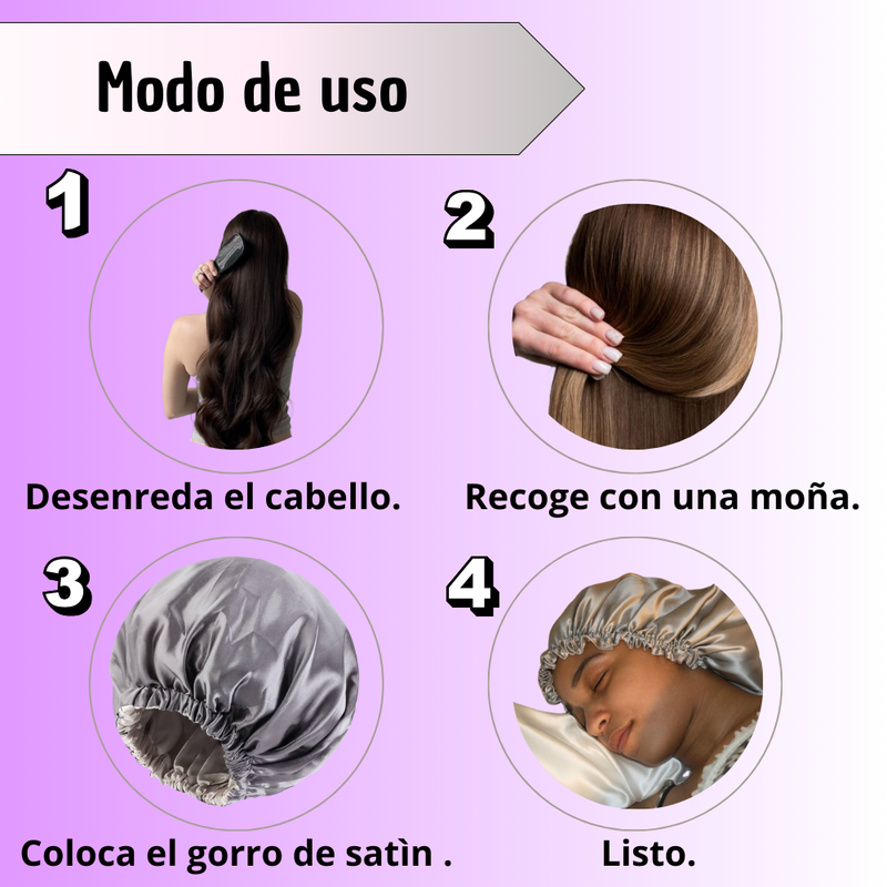 Gorro En Satin Ajustable Anti Frizz Profesional