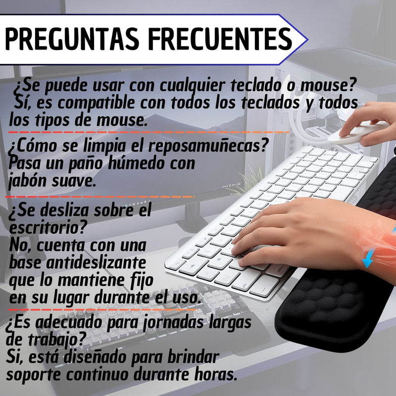Reposa Muñecas Memory Foam Fulteclado Mouse Original Pro