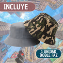 Sombrero Gorro Pescador Bordado Doble Faz Camuflado/gris
