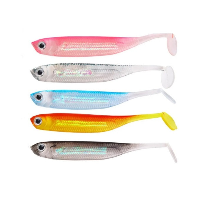 Señuelos De Silicona Para Pesca Realistas Multicolor X5