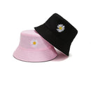 Sombrero Pescador Bordado Doble Faz Margarita Rosado/negro