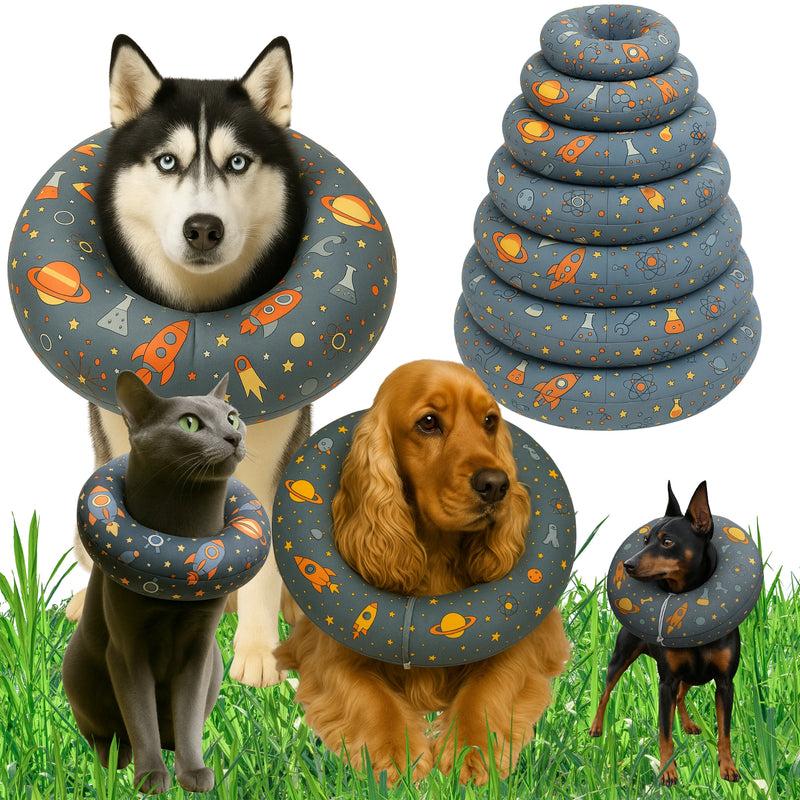Copia de Cono De Recuperación Perros Y Gatos Collar Isabelino Azul Caritas