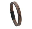 Manilla Pulsera Para Hombre Cuero Lineas Broche Magnético