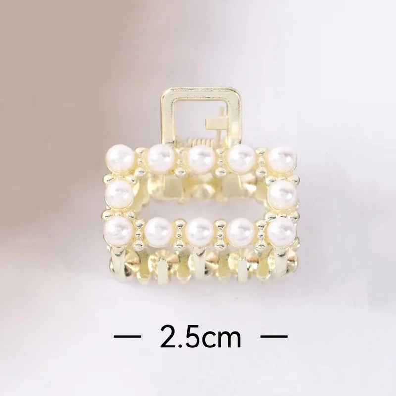 Caimán Pequeño Para Cabello Perlas Glamour Rectangular