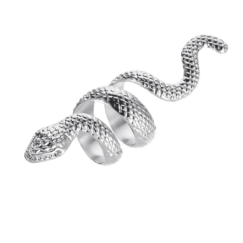 Anillo Serpiente Retro Grande Ajustable 3d Plateado