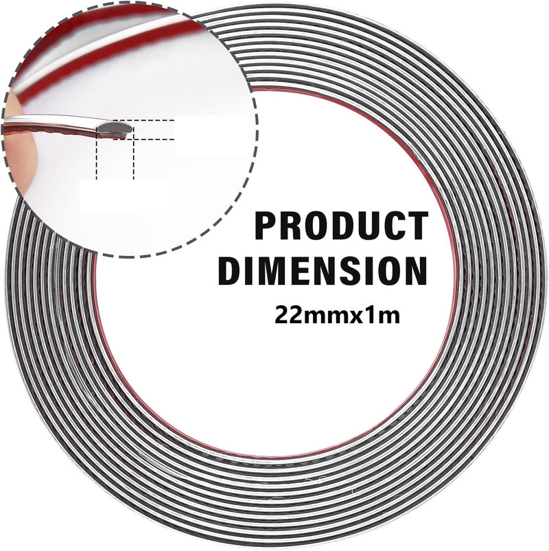 Tira De Moldura Cromada Adhesiva Para Carro 12mm