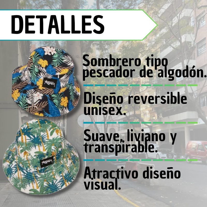 Gorro Sombrero Pescador Doble Faz Bucket Hat Playa Moda