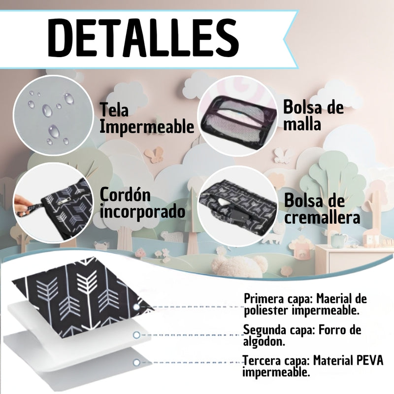 Cambiador Portatil Para Cambiador Pañales Bebe Impermeable