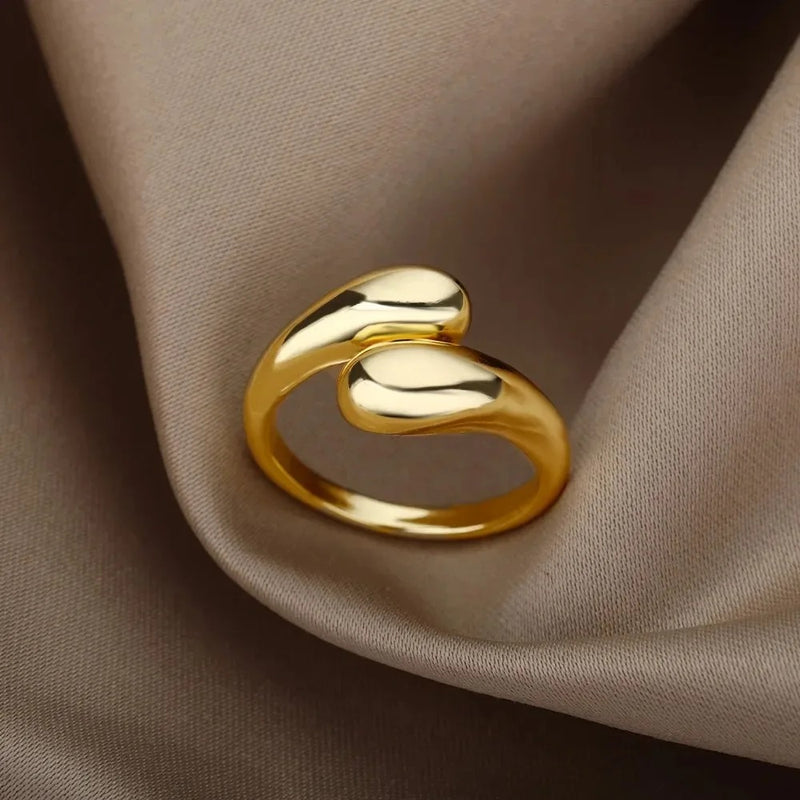 Anillo En Forma De Gota Estilo Frances Para Mujer Ajustable