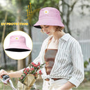 Sombrero Pescador Bordado Doble Faz Margarita Rosado/negro