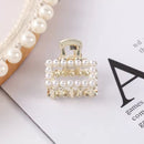 Caimán Pequeño Para Cabello Perlas Glamour Rectangular