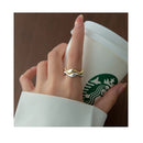 Anillo De Ondas Trenzado Delicado Ajustable Para Mujer