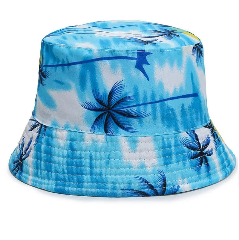 Sombrero Pescador Bordado Doble Faz Azul Playa/beige