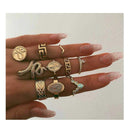 Set De Anillos Vintage Bohemio Moda Dorado Hasta15 Unidades