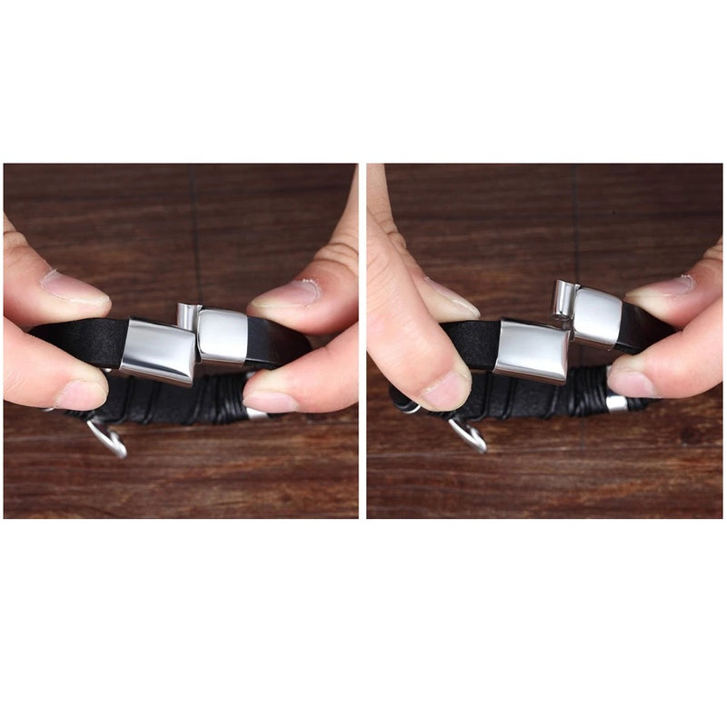Manilla Pulsera En Cuero Trenzado Para Hombre