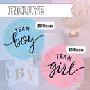 Sticker Pegatina Revelacion De Sexo Team Niño O Niña 40 Unid