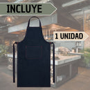 Delantal Denim Con Bolsillo Ajustable Chef Mesero Resistente