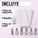 Manga Pastelera Pasteleria En Silicona 6 Boquillas + Acople