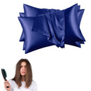Sin Frizz Funda De Almohada En Satín Fino Azul