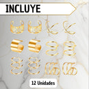 Aretes Ear Cuff Set 12 Piezas Ajustables Sin Perforacion