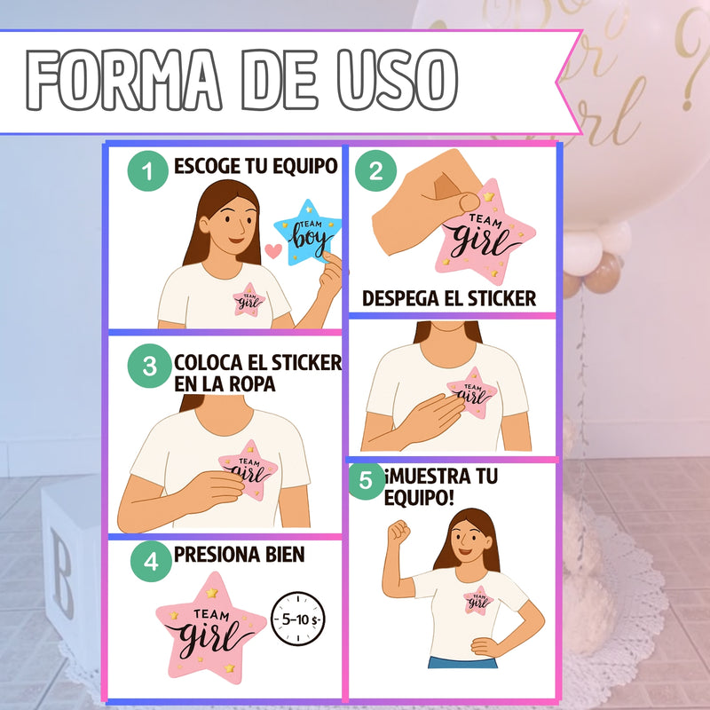 Sticker Pegatina Revelacion De Sexo Team Niño O Niña 40 Unid