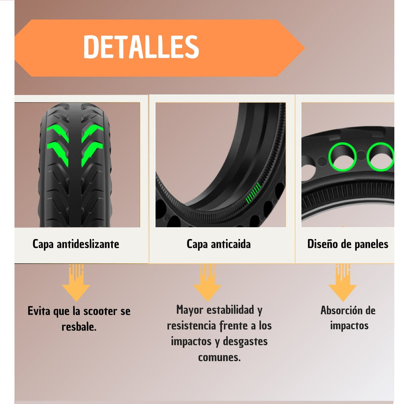 Llanta Maciza Patineta Eléctrica Xiaomi 8.5 Anti Pinchazo 2u