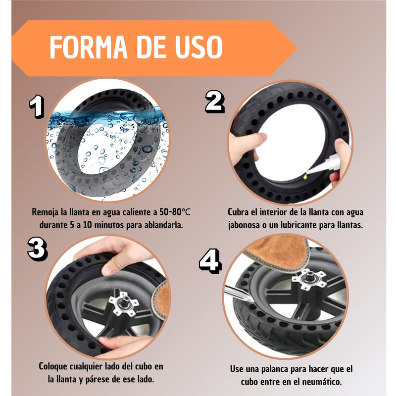 Llanta Maciza Patineta Eléctrica Xiaomi 8.5 Anti Pinchazo 2u