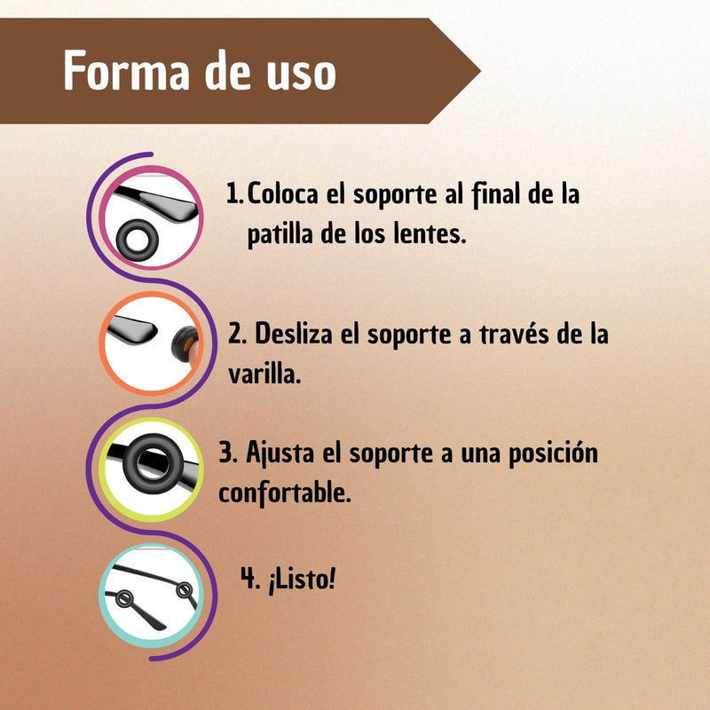 Rueda Soporte Para Gafas Anti Caida Silicon Antideslizante