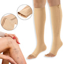 Medias De Compresión Vena Várice E Hinchazón Con Cremallera Beige L/XL