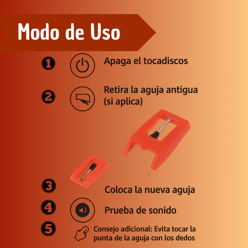Aguja Stylus Needle Repuesto Para Tocadiscos Metal Np1 Np6