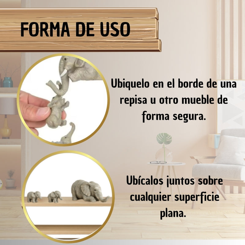 Decoracion Familia De 3 Elefantes Adornos Hogar Esculturas