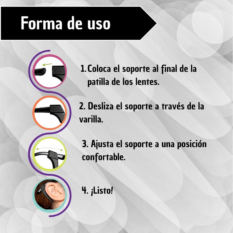 Gancho Soporte Para Gafas Anti Caida Silicon Antideslizante