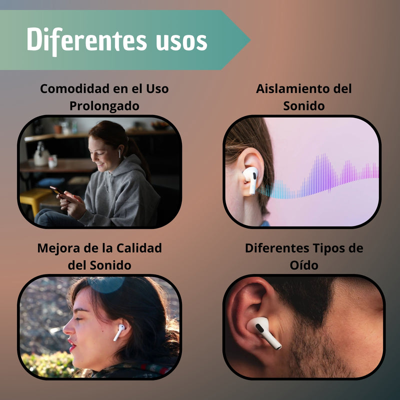 Fundas Almohadillas AirPods Pro Tres - 3 Pares Talla S M Y L