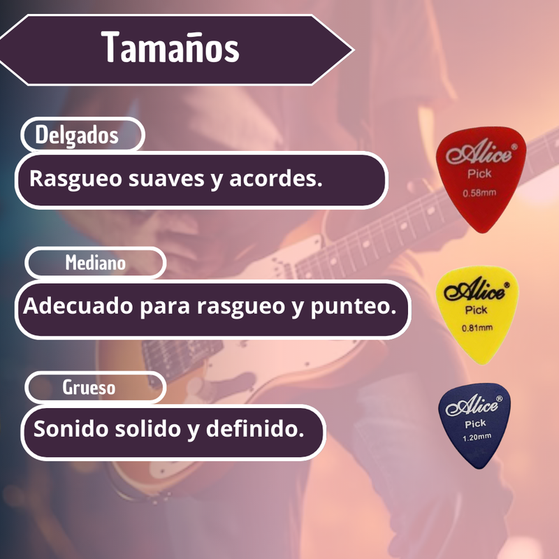 Picks uñas púas Alice X10 unidades sin caja